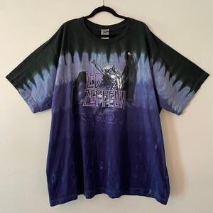 Liquid Blue Men's 4X Led Zeppelin Purple Black Tie-Dye Short Sleeve Tee T-Shirt